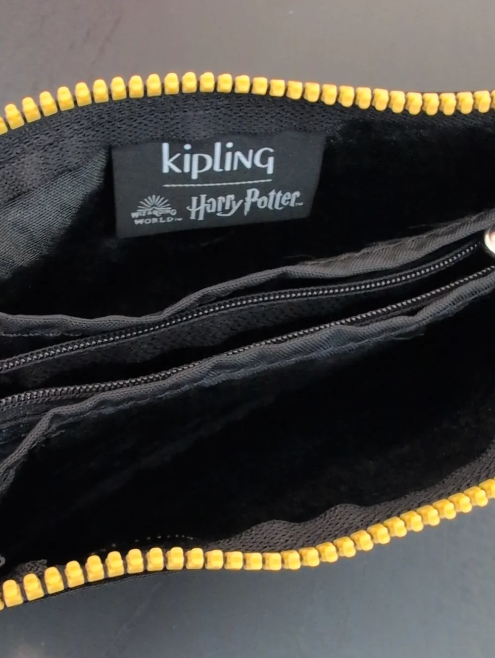 Kipling x Harry Potter Hufflepuff Black & Yellow Zip Pouch